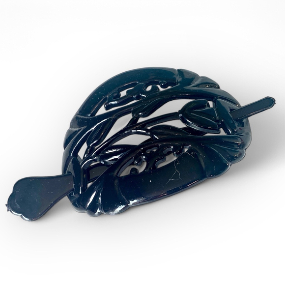 Vintage Taiwan 80s Hair Clip Bun Holder Accessory Black Plastic. - Picture 2 of 5